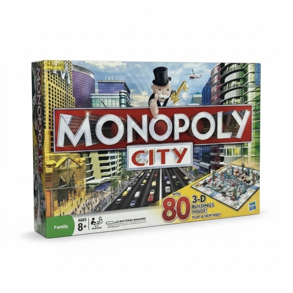 Monopoly City Board Game 2009 Hasbro Parker Brothers 80 3-D Buildings Electronic